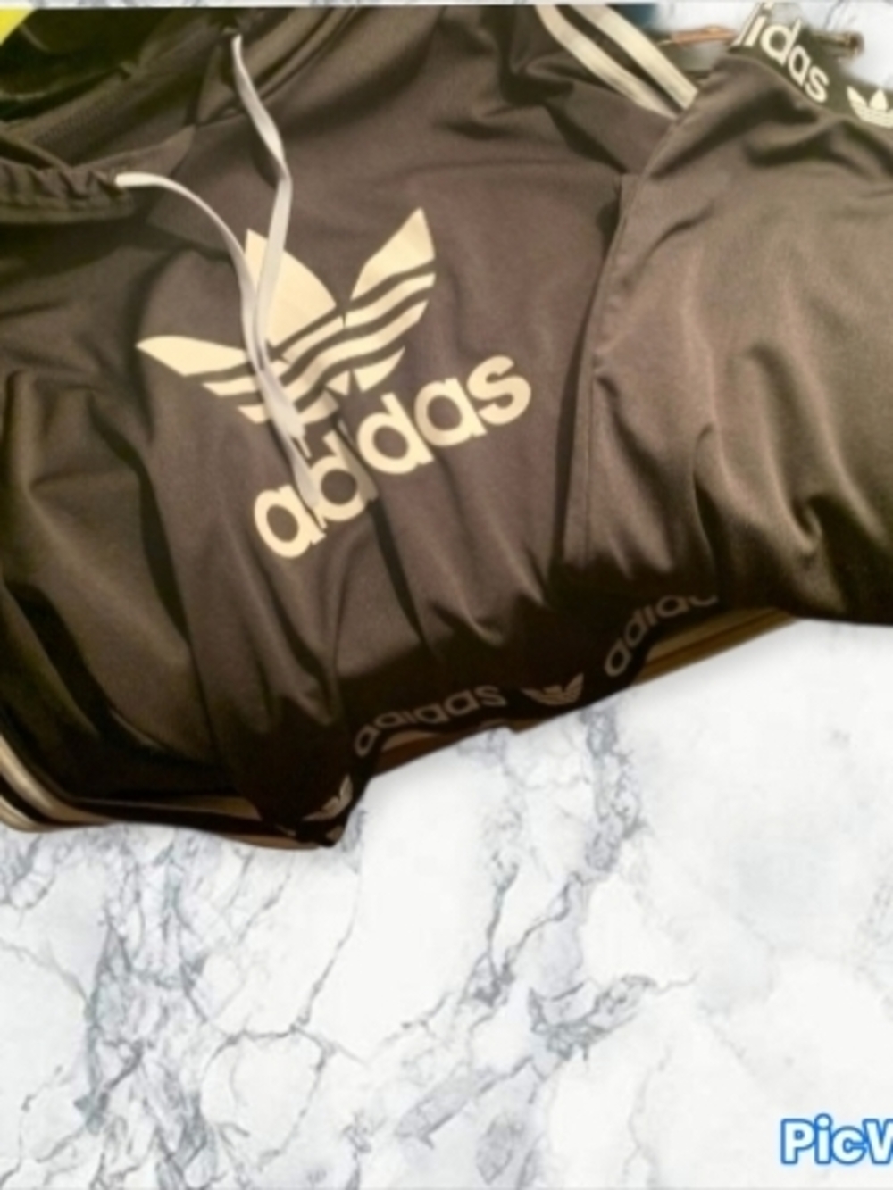 Adidas Track Set Hoodie & Leggings With Classic Black & White Logo